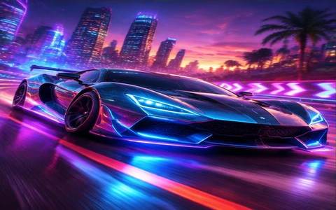Cursa Neon — ilustrație de joc