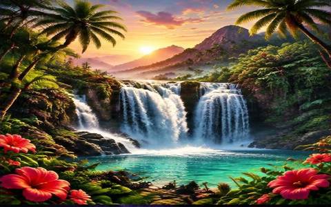 Cascade Tropicale — ilustrație de joc